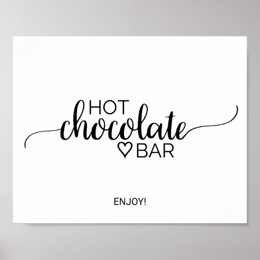 Eenvoudige zwarte kalligrafie Hot Chocolade Bar-te Poster (Voorkant)