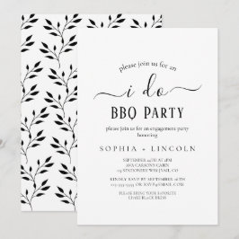 Eenvoudige zwarte kalligrafie "I Do BBQ" Verloving Kaart