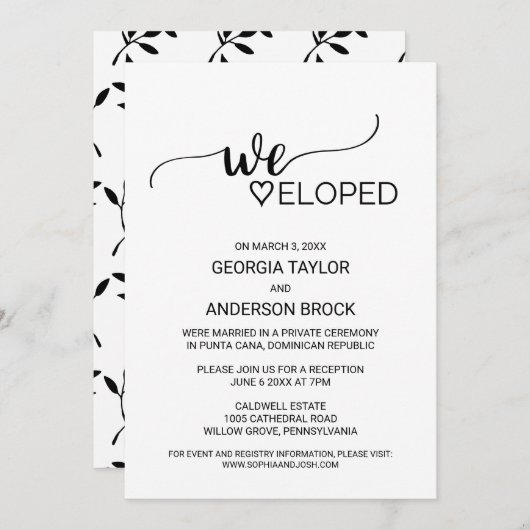 Eenvoudige zwarte kalligrafie kaart (Voorkant / Achterkant)