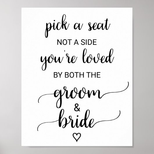 Eenvoudige zwarte kalligrafie Kies een zitplaatje Poster (Voorkant)