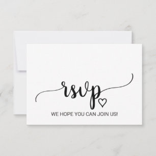 Eenvoudige Zwarte Kalligrafie Lied Verzoek RSVP Ka Kaartje