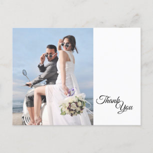 Eenvoudige zwarte kalligrafie Lijst foto dank u Briefkaart