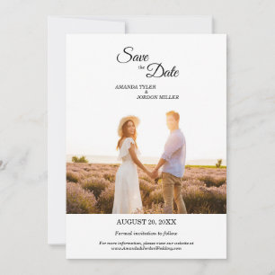 Eenvoudige zwarte kalligrafie Lijst foto Opslaan v Save The Date