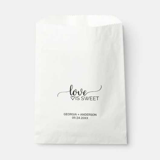 Eenvoudige zwarte kalligrafie "Love is Sweet" Wedd Bedankzakje (Voorkant)
