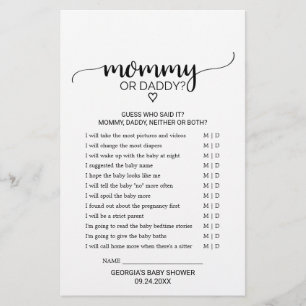 Eenvoudige zwarte kalligrafie mama of papa game