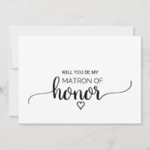 Eenvoudige zwarte kalligrafie-matron van het eervo kaart (Voorkant)