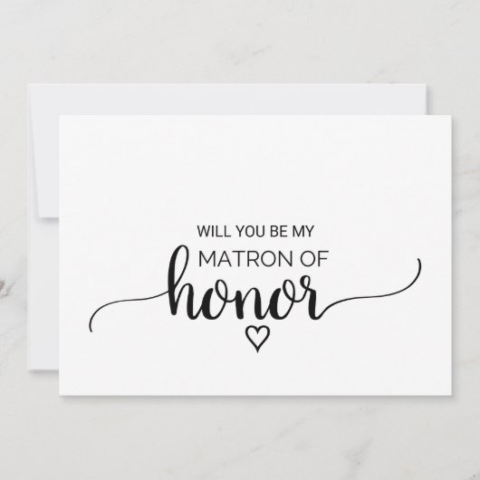 Eenvoudige zwarte kalligrafie-matron van het eervo kaart (Voorkant)