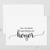 Eenvoudige zwarte kalligrafie-matron van het eervo kaart (Voorkant / Achterkant)