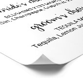 Eenvoudige zwarte kalligrafie Ondertekening Drink Poster (Hoek)