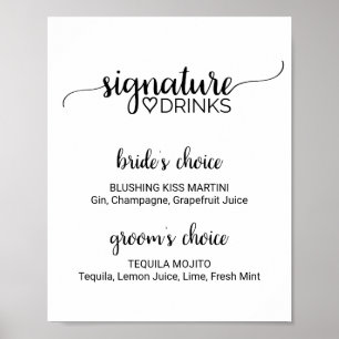 Eenvoudige zwarte kalligrafie Ondertekening Drink Poster
