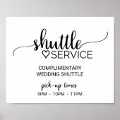 Eenvoudige zwarte kalligrafie Shuttle Service Sign Poster (Voorkant)