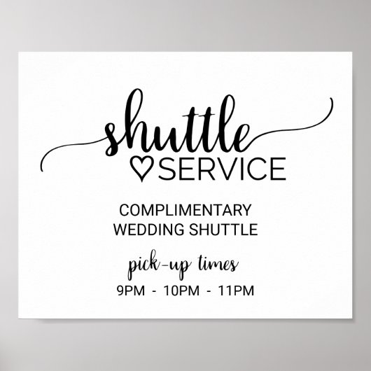 Eenvoudige zwarte kalligrafie Shuttle Service Sign Poster (Voorkant)