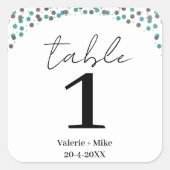 Eenvoudige zwarte kalligrafie Tabelnummers bruilof Vierkante Sticker (Voorkant)