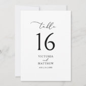 Eenvoudige zwarte kalligrafie tafel nummer Kaart (Achterkant)