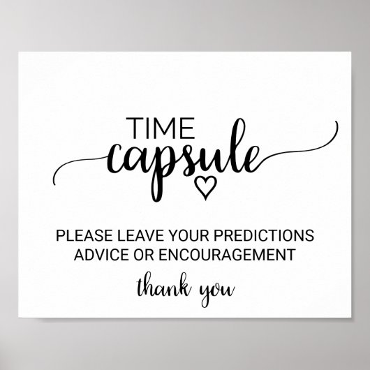 Eenvoudige zwarte kalligrafie Tijd Capsule Sign Poster (Voorkant)