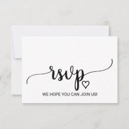 Eenvoudige Zwarte Kalligrafie Trouwwebsite RSVP Ka Kaartje