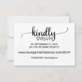 Eenvoudige zwarte kalligrafie Website RSVP-kaart RSVP Kaartje (Achterkant)