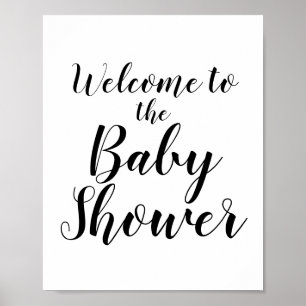 Eenvoudige zwarte kalligrafie Welkomstteken Baby s Poster