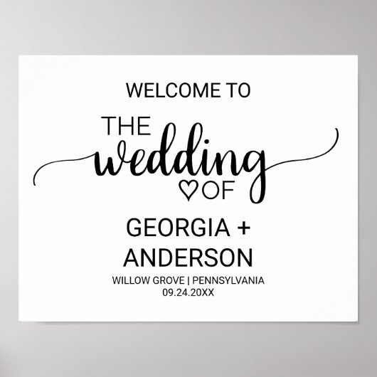Eenvoudige zwarte kalligrafie Welkomstwoord Poster (Voorkant)