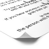 Eenvoudige zwarte kalligrafie Zeg geen Baby-teken Poster (Hoek)