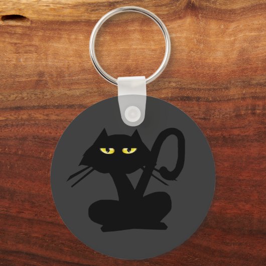 Eenvoudige zwarte kat-Sleutelhanger Sleutelhanger (Voorkant)