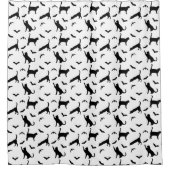 Eenvoudige zwarte katten en vleermuizen patroon Sc Douchegordijn (Voorkant)