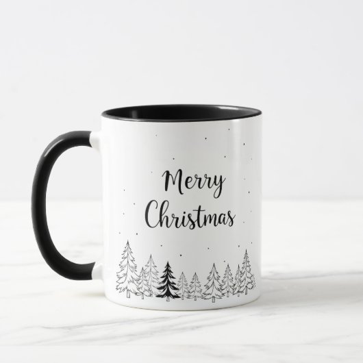 Eenvoudige zwarte Kerstbomen en sterren Mok (Links)