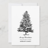 Eenvoudige zwarte kerstboom feestdagenkaart (Voorkant)