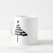 Eenvoudige zwarte kerstboom met een ster koffiemok (Voorkant links)