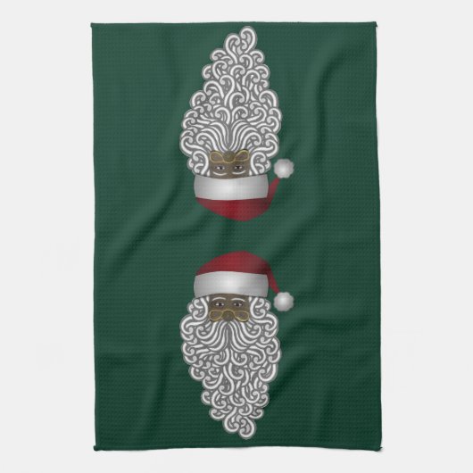 Eenvoudige zwarte kerstfeestdag theedoek (Verticaal)