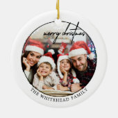 Eenvoudige zwarte kerstfoto keramisch ornament (Achterkant)