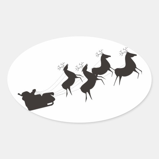 Eenvoudige zwarte Kerstmis Ovale Sticker (Voorkant)