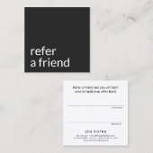 Eenvoudige zwarte klantverwijzing aanbevelingskaartje (Voorkant / Achterkant)