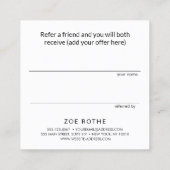 Eenvoudige zwarte klantverwijzing aanbevelingskaartje (Achterkant)