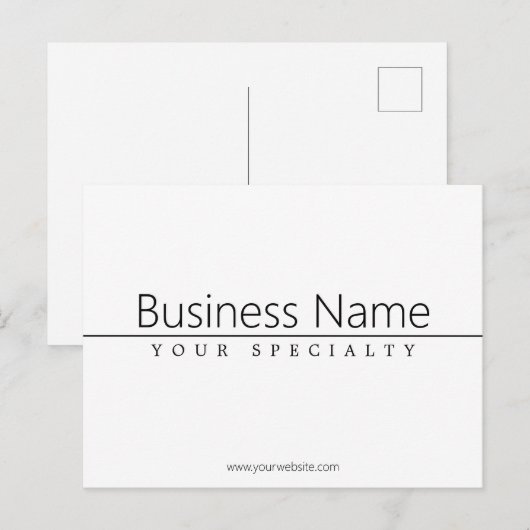 Eenvoudige zwarte klastekst op wit briefkaart (Voorkant / Achterkant)