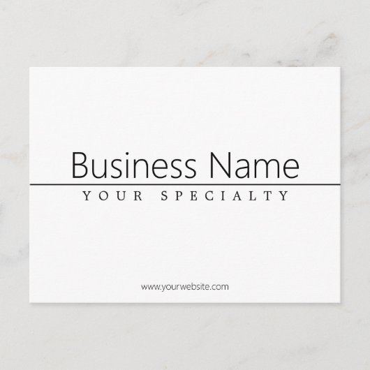 Eenvoudige zwarte klastekst op wit briefkaart (Voorkant)