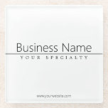 Eenvoudige zwarte klastekst op wit glazen onderzetter<br><div class="desc">Moderne,  minimale en klastige.</div>