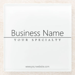 Eenvoudige zwarte klastekst op wit glazen onderzetter