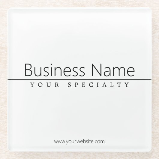 Eenvoudige zwarte klastekst op wit glazen onderzetter (Voorkant)