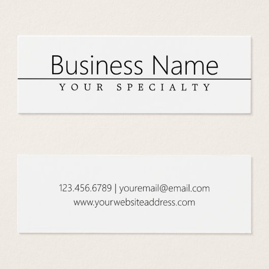 Eenvoudige zwarte klastekst op wit mini visitekaartjes (Voorkant /achterkant)