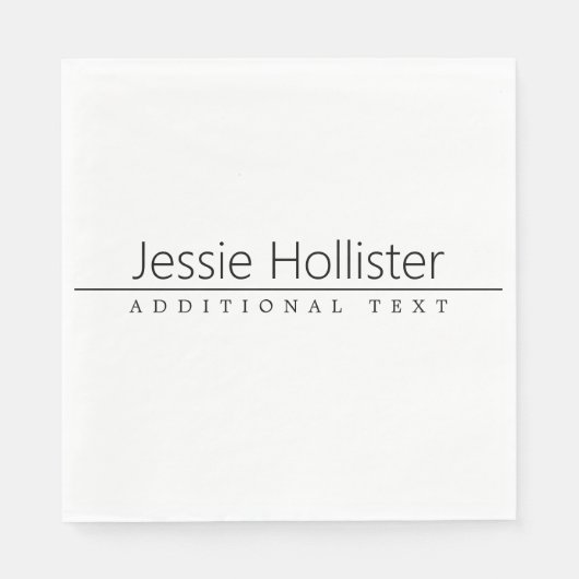 Eenvoudige zwarte klastekst op wit servet (Voorkant)