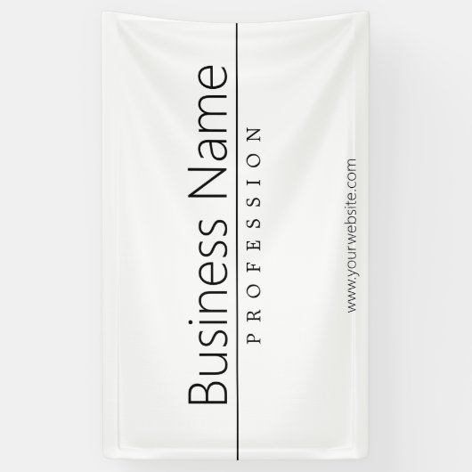 Eenvoudige zwarte klastekst op wit spandoek (Verticaal)