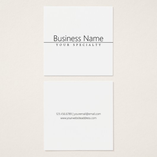 Eenvoudige zwarte klastekst op wit vierkante visitekaartjes (Voorkant /achterkant)