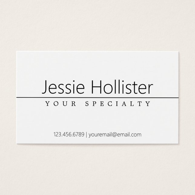 Eenvoudige zwarte klastekst op wit visitekaartje (Voorkant)