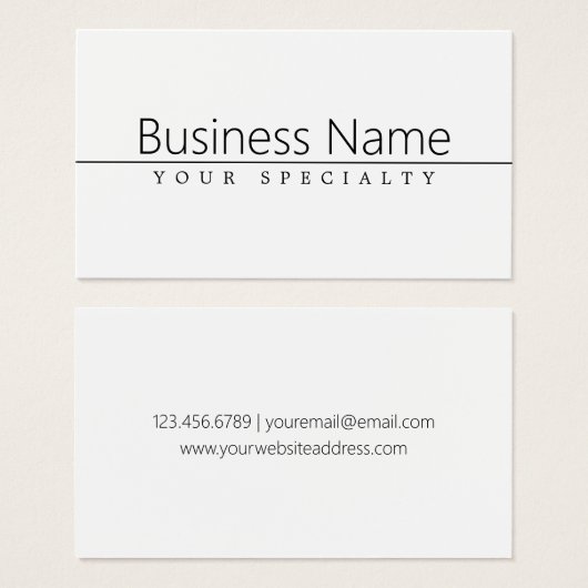 Eenvoudige zwarte klastekst op wit visitekaartje (Voorkant /achterkant)