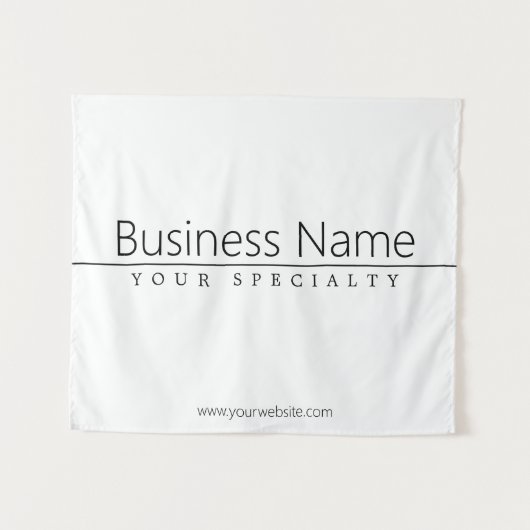 Eenvoudige zwarte klastekst op wit wandkleed (Voorkant (horizontaal))