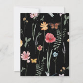 Eenvoudige zwarte kleurrijke wilde bloemen bruilof bedankkaart (Achterkant)