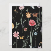 Eenvoudige zwarte kleurrijke wilde bloemen bruilof kaart (Achterkant)