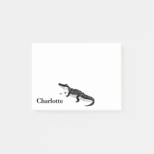 Eenvoudige Zwarte Krokodil Kunst Persoonlijk Brief Post-it® Notes (Voorkant)