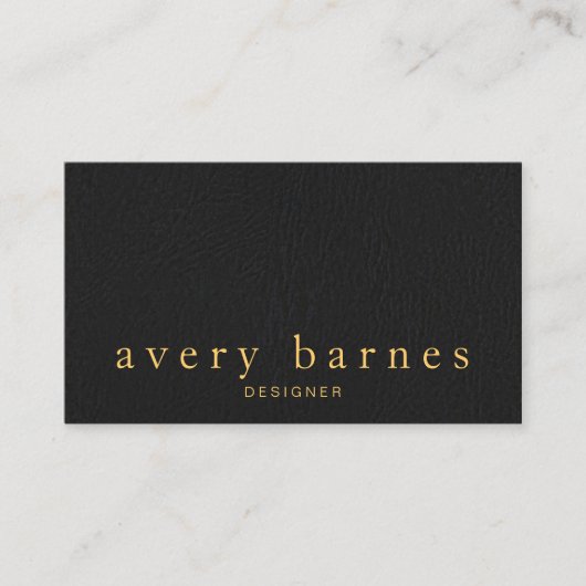 Eenvoudige zwarte lederen blik van elegant visitekaartje (Voorkant)